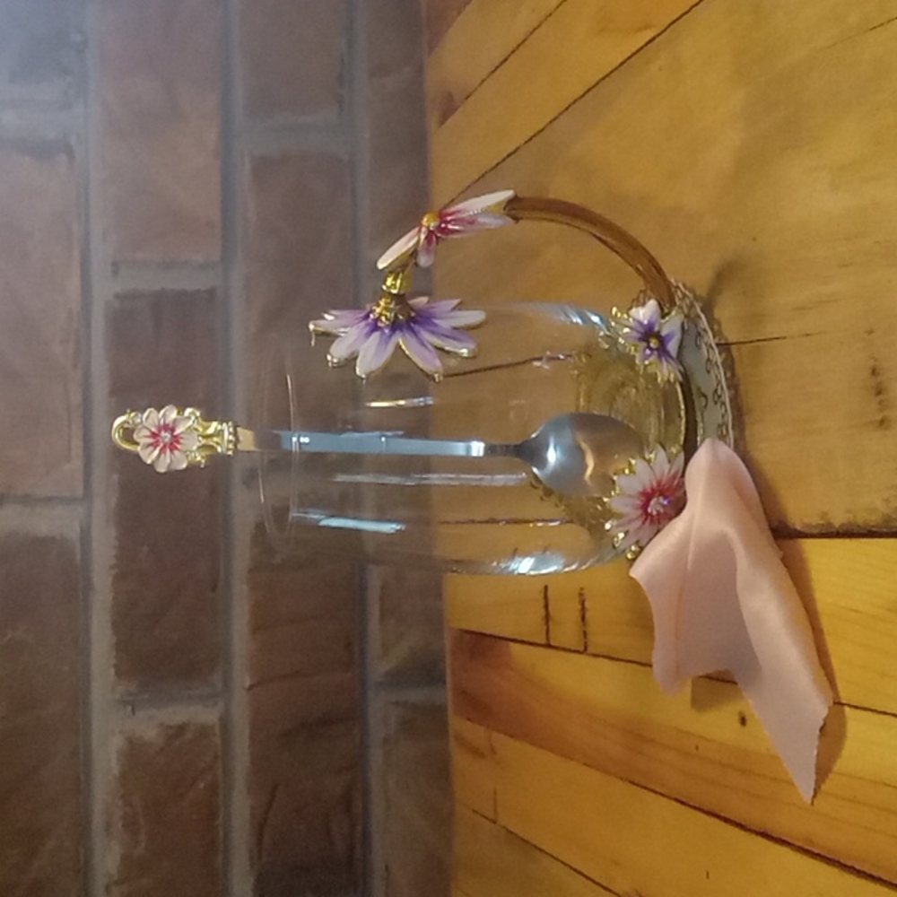Enamel flower tea cup gift for women